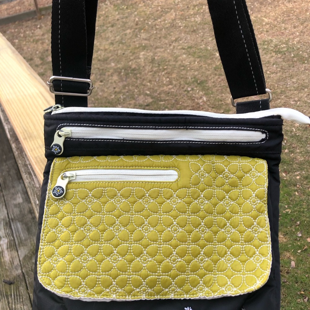 Sherpani Black and Yellow Quilted Crossbody Bag